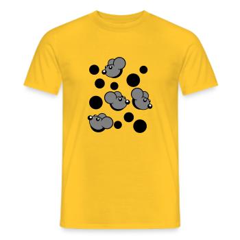 Beaucoup de souris regardant 4 trous de souris motif de trou mural - T-shirt homme - jaune - Devant - AI Model Male 178 dark (178cm)