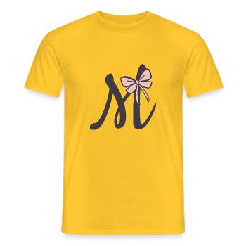 Initial letter M ribbon - Men's T-Shirt - yellow - Front - AI Model Male 178 dark (178cm)
