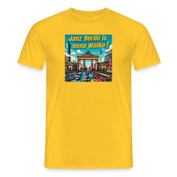 BerlinWolkeMode - Männer T-Shirt - Gelb - Vorne - AI Model Male 178 dark (178cm)