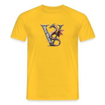 Buchstabe "V" im Drachendesign. - Männer T-Shirt - Gelb - Vorne - AI Model Male 178 dark (178cm)