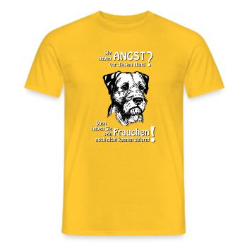 Angst vor Border Terrier? Frauchen - Männer T-Shirt - Gelb - Vorne - AI Model Male 178 dark (178cm)
