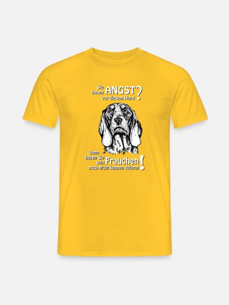 Angst vor SchweizerLaufhund? Frauchen! - Männer T-Shirt - Gelb