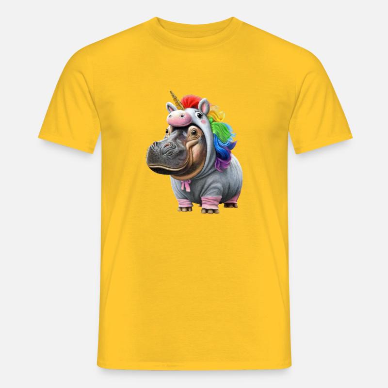Nilpferd Einhorn - Männer T-Shirt - Gelb