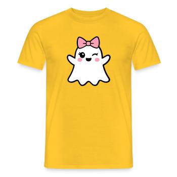 Kawaii Ghost with Pink Bow - Men's T-Shirt - yellow - Front - AI Model Male 178 dark (178cm)