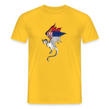 Drapeau de la Serbie - Serbe - Silhouette de dragon - T-shirt homme - jaune - Devant - AI Model Male 178 dark (178cm)