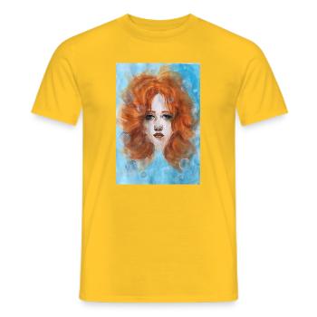 Redhead Woman Portrait Mermaid with Bubbles - Men's T-Shirt - yellow - Front - AI Model Male 178 dark (178cm)