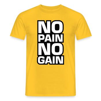 No Pain No Gain Motivation - Men's T-Shirt - yellow - Front - AI Model Male 178 dark (178cm)