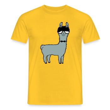 Llama Nerd Geek Hornglasses Bow Tie Funny Alpaca Cute - Men's T-Shirt - yellow - Front - AI Model Male 178 dark (178cm)