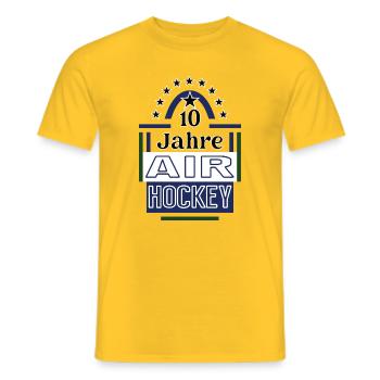 10 Years Air Hockey Anniversary Hockey Player Jubi - Men's T-Shirt - yellow - Front - AI Model Male 178 dark (178cm)