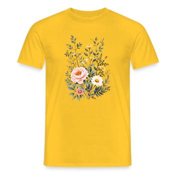 Boho Flowers – Blooming Harmony - Men's T-Shirt - yellow - Front - AI Model Male 178 dark (178cm)