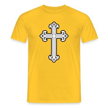 Symbole de croix chrétien - T-shirt homme - jaune - Devant - AI Model Male 178 dark (178cm)