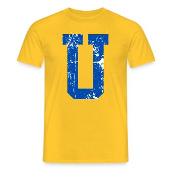 Letter u Retro Sport - Männer T-Shirt - Gelb - Vorne - AI Model Male 178 dark (178cm)