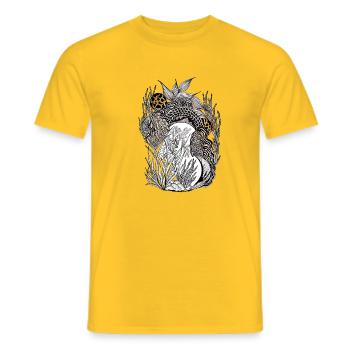 Underwater path in screen printing style - Men's T-Shirt - yellow - Front - AI Model Male 178 dark (178cm)