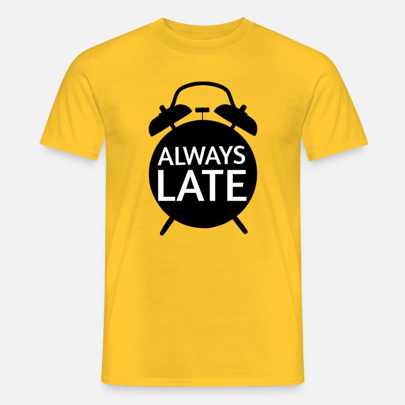 Immer Zu Spät Monochrom Bold - Männer T-Shirt - Gelb