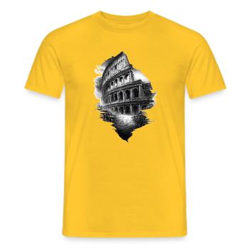 Black and white Colosseum in ruins - Men's T-Shirt - yellow - Front - AI Model Male 178 dark (178cm)