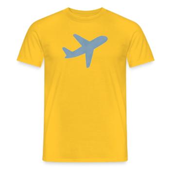 Blaues minimalistisches Flugzeug - Männer T-Shirt - Gelb - Vorne - AI Model Male 178 dark (178cm)