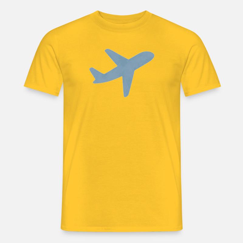Blaues minimalistisches Flugzeug - Männer T-Shirt - Gelb