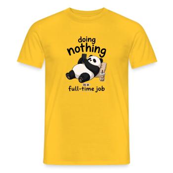 Panda Ne Rien Fait Travail à temps plein - T-shirt homme - jaune - Devant - AI Model Male 178 dark (178cm)