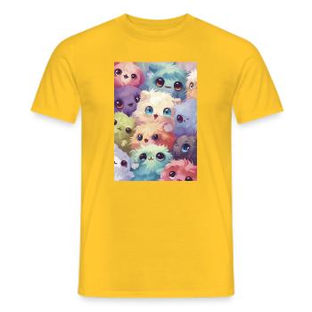 Adorable multicolored plush toys - Men's T-Shirt - yellow - Front - AI Model Male 178 dark (178cm)