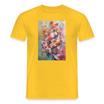 Multicolor Watercolor Koi - Men's T-Shirt - yellow - Front - AI Model Male 178 dark (178cm)
