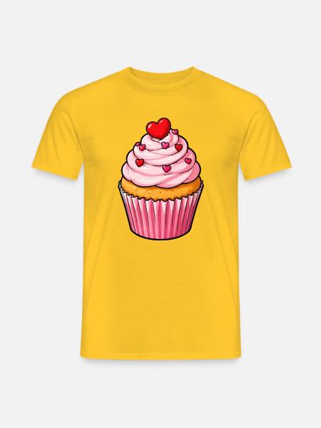 Herz Cupcake Lieblich - Männer T-Shirt - Gelb