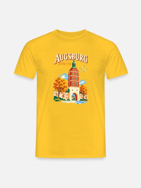 Augsburg Rotes Tor Reiseplakat - Männer T-Shirt - Gelb