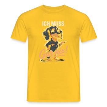 Dackel Ich Muss Gar Nix Frecher Hund Humor Spruch - Männer T-Shirt - Gelb - Vorne - AI Model Male 178 dark (178cm)