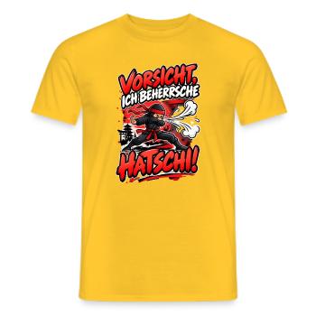 Vorsicht Ninja Hatschi - Männer T-Shirt - Gelb - Vorne - AI Model Male 178 dark (178cm)