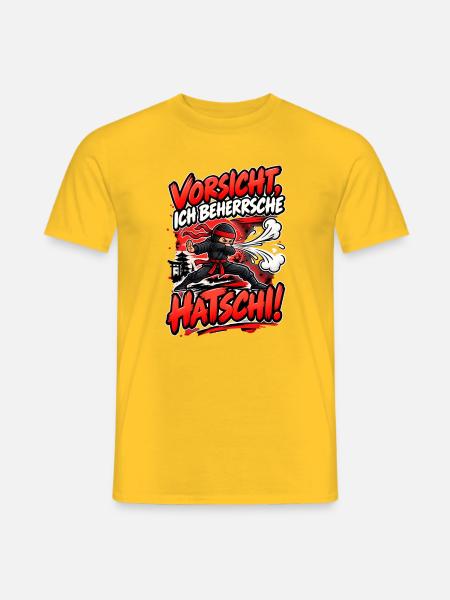 Vorsicht Ninja Hatschi - Männer T-Shirt - Gelb