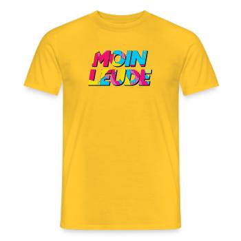 Moin Leude - Plattdeutsch Geschenk - Männer T-Shirt - Gelb - Vorne - AI Model Male 178 dark (178cm)