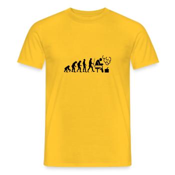 The evolution of the sauna as a gift - Men's T-Shirt - yellow - Front - AI Model Male 178 dark (178cm)