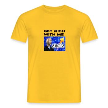 Get rich with me, Stonks meme - Men's T-Shirt - yellow - Front - AI Model Male 178 dark (178cm)