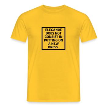 Elegance does not consist in putting on a newdress - Männer T-Shirt - Gelb - Vorne - AI Model Male 178 dark (178cm)