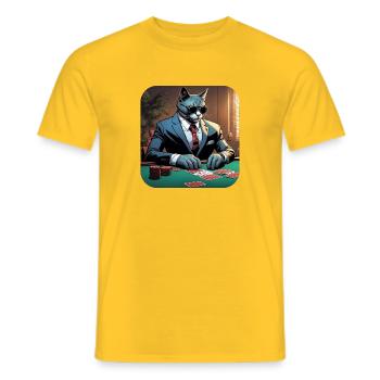 Pokerface Cat - Männer T-Shirt - Gelb - Vorne - AI Model Male 178 dark (178cm)