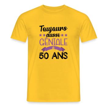Toujours aussi géniale à 50ans cadeau anniversaire - T-shirt homme - jaune - Devant - AI Model Male 178 dark (178cm)