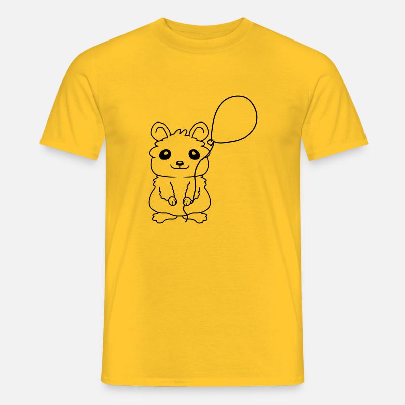 Hamster Luftballon Geschenkidee Comic - Männer T-Shirt - Gelb