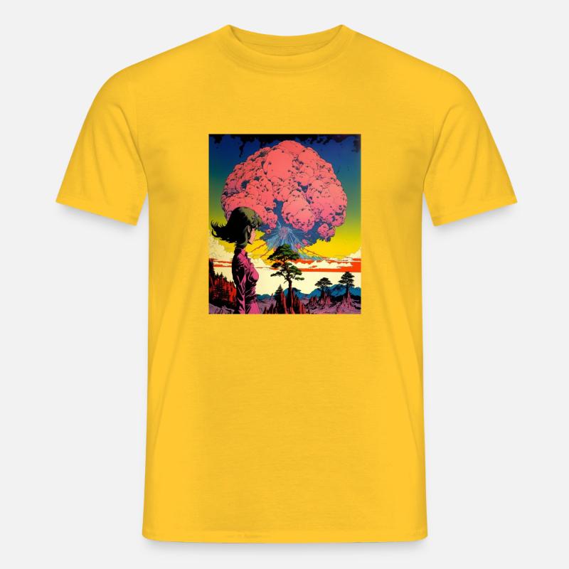 Psychedelische Explosion junges Mädchen - Männer T-Shirt - Gelb