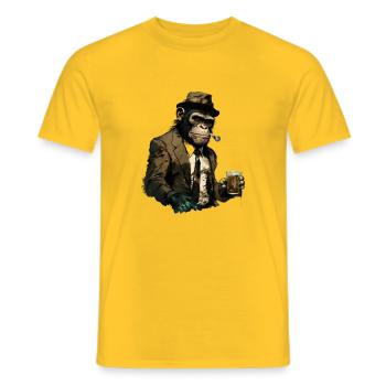 Cooler Gangster Schimpanse mit Bier - Männer T-Shirt - Gelb - Vorne - AI Model Male 178 dark (178cm)