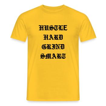 Hustle Hard Grind Argent intelligent - T-shirt homme - jaune - Devant - AI Model Male 178 dark (178cm)