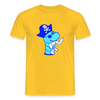 Raupe Loch Pirat Kapitän Mütze Lustig Süß Comic - Männer T-Shirt - Gelb - Vorne - AI Model Male 178 dark (178cm)