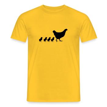 Poule avec sweet 4 poussins Mama - T-shirt homme - jaune - Devant - AI Model Male 178 dark (178cm)