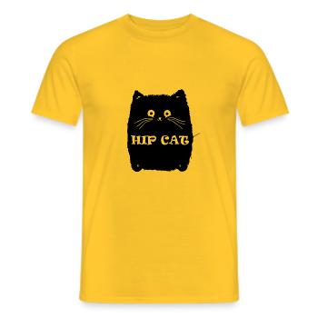 Hip Cat. Black Cat. Cute as you like. - Men's T-Shirt - yellow - Front - AI Model Male 178 dark (178cm)
