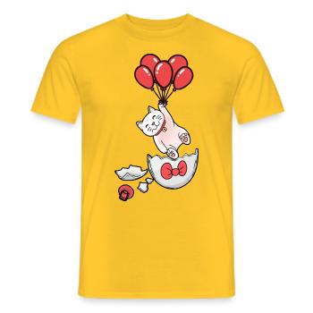 Chat Naissance Coquille D’oeuf Ballons Enfants Bébé - T-shirt homme - jaune - Devant - AI Model Male 178 dark (178cm)