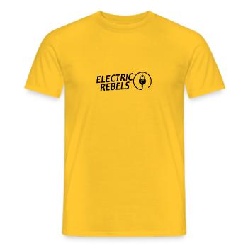Electric Rebels Badge | e-driving is cool - Men's T-Shirt - yellow - Front - AI Model Male 178 dark (178cm)