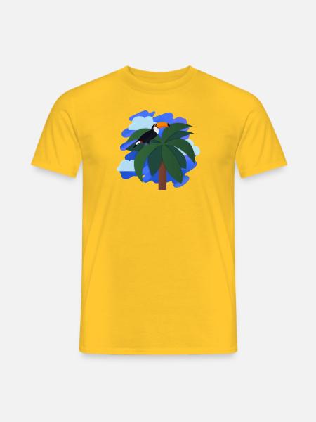 Toucan (palm tree, sky) - Men's T-Shirt - yellow