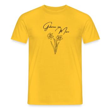 Daffodils and daffodils born in March - Men's T-Shirt - yellow - Front - AI Model Male 178 dark (178cm)