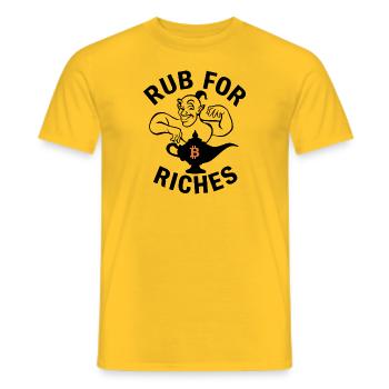 Bitcoin Genie - Reiben für Reichtum - Männer T-Shirt - Gelb - Vorne - AI Model Male 178 dark (178cm)