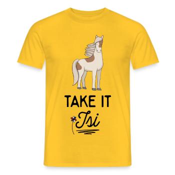 Des phrases drôles pour les cavaliers - T-shirt homme - jaune - Devant - AI Model Male 178 dark (178cm)