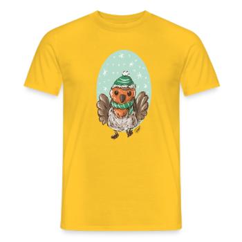Rotkelchen mit Mütze - Männer T-Shirt - Gelb - Vorne - AI Model Male 178 dark (178cm)