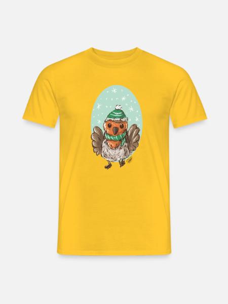 Rotkelchen mit Mütze - Männer T-Shirt - Gelb
